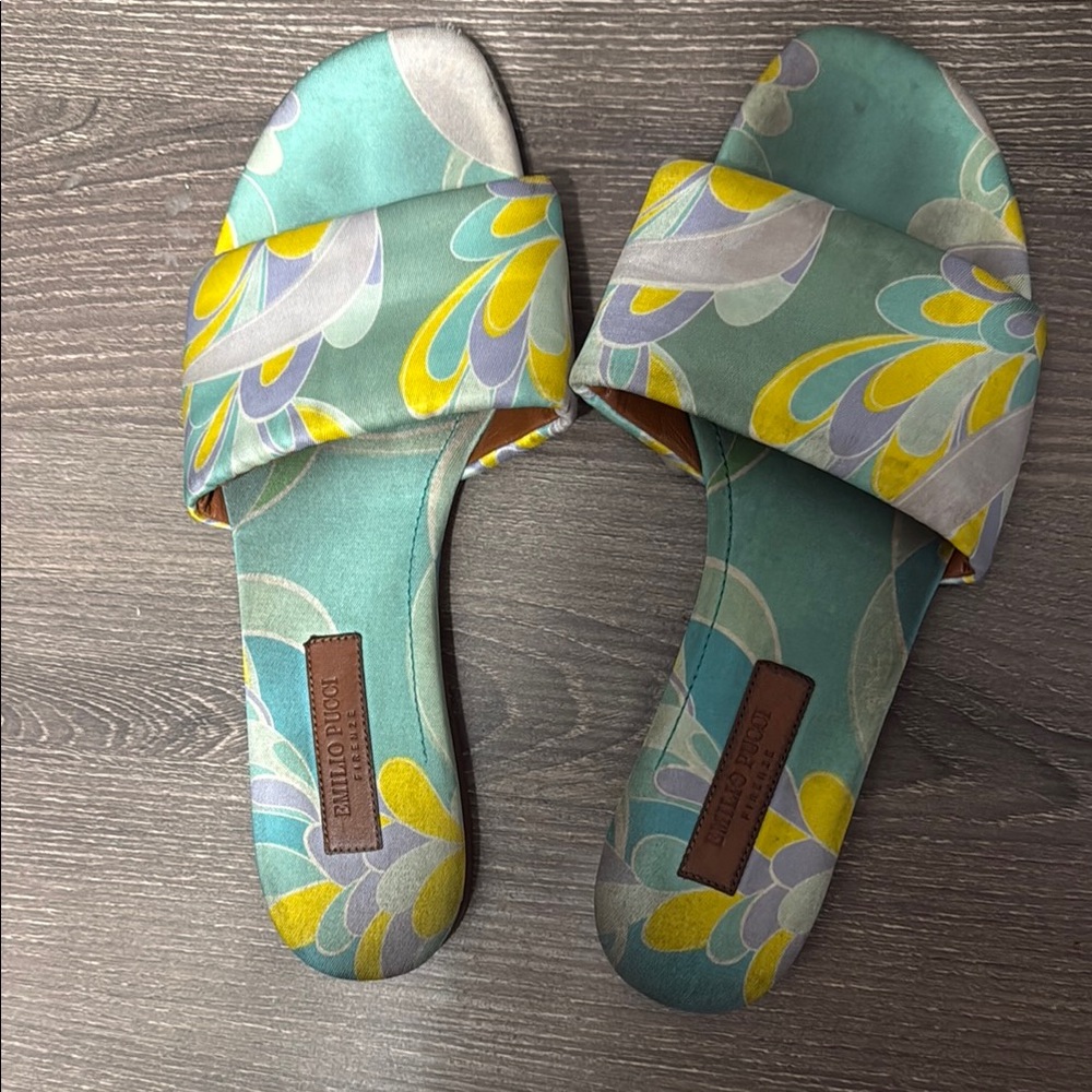 Emilio Pucci Blue and Yellow Sandals